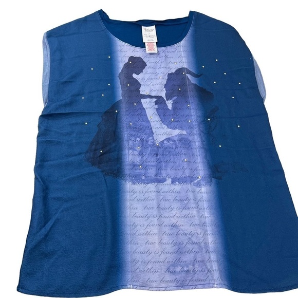 Disney store Women Belle Fashion Top Shirt Blouse Beauty and The Beast - Picture 3 of 9